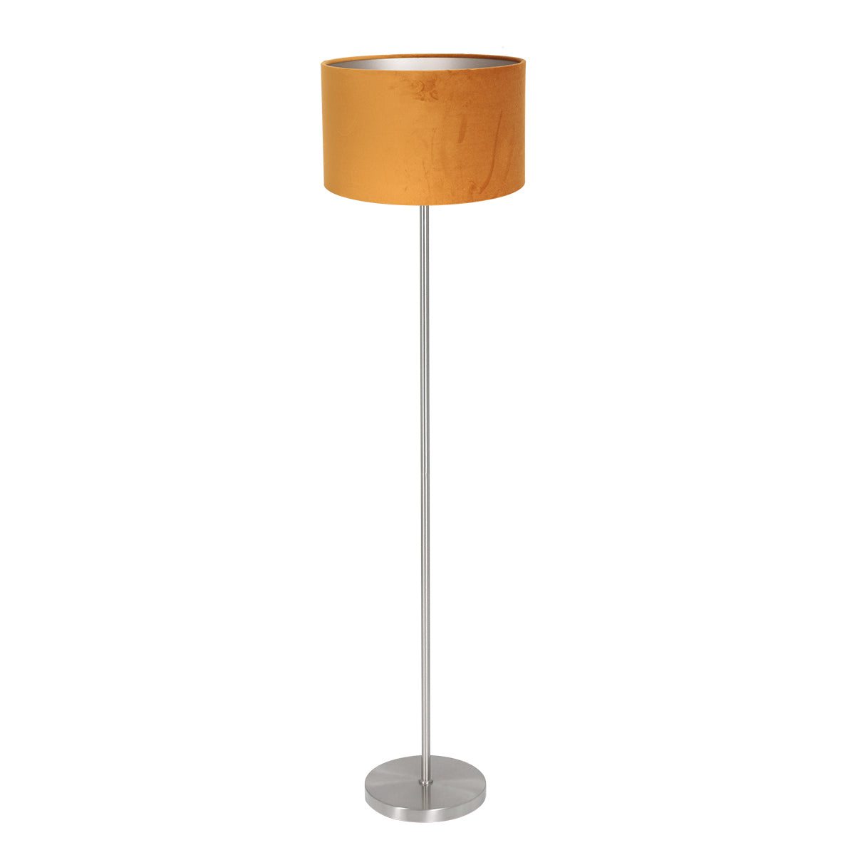 Lampadaire Noor 4431ST – abat-jour en velours doré avec structure en acier brossé
