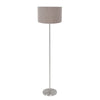 Lampadaire Noor 4433ST – en acier brossé avec abat-jour en lin taupe