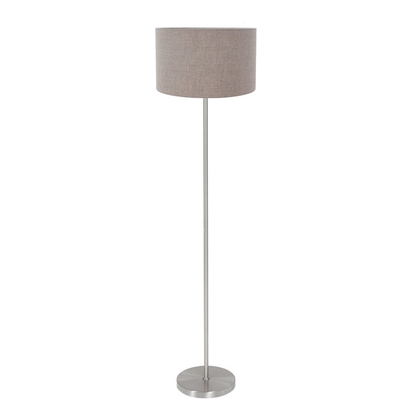 Lampadaire Noor 4433ST – en acier brossé avec abat-jour en lin taupe