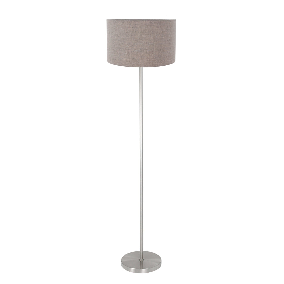 Lampadaire Noor 4433ST – en acier brossé avec abat-jour en lin taupe