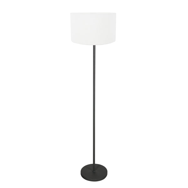Lampadaire Noor 4443ZW – noir mat avec abat-jour en lin blanc