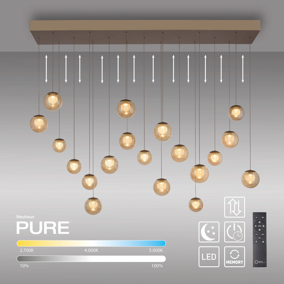 Suspension Pure Popup marron, P 150 cm