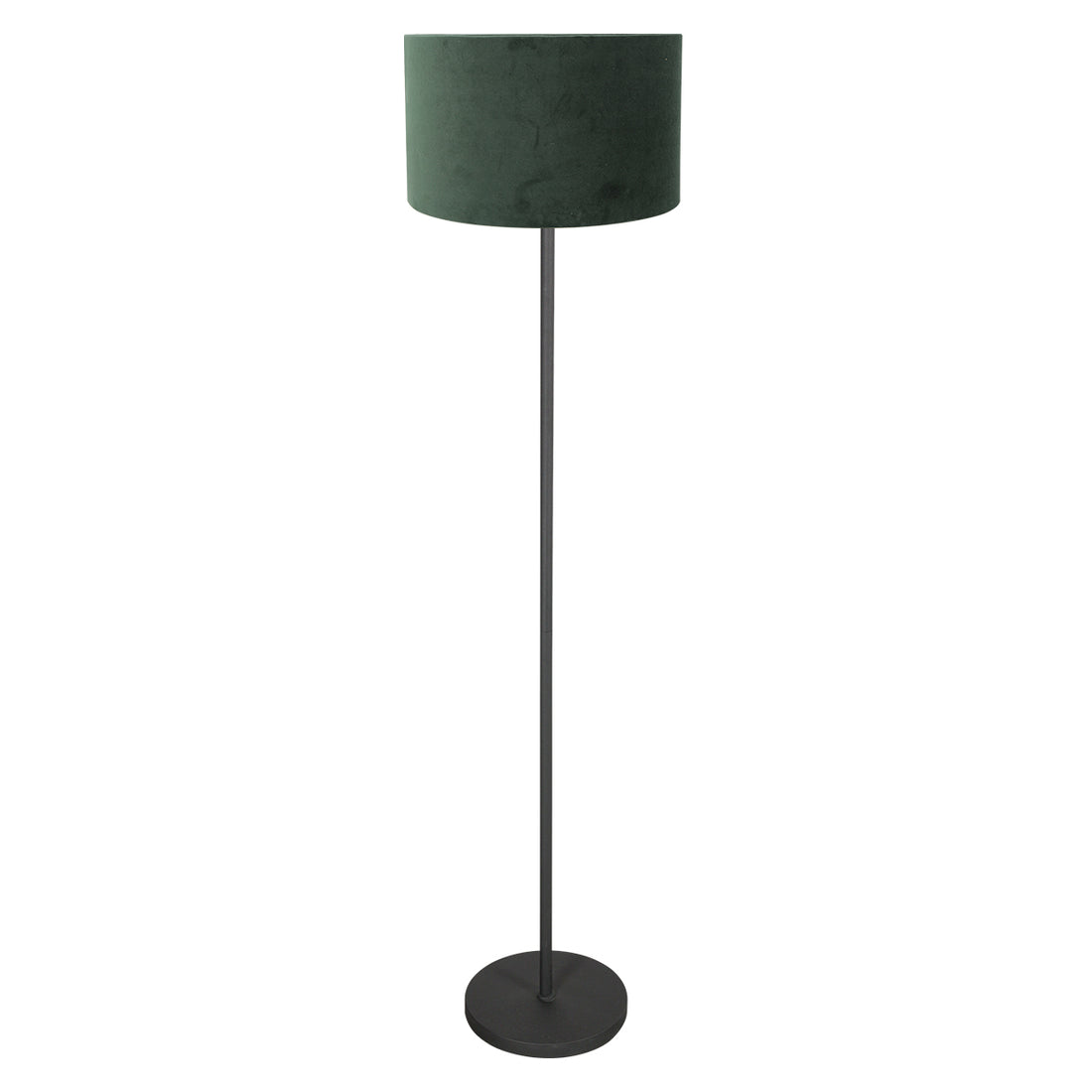 Lampadaire Noor 4445ZW – Noir avec abat-jour en velours vert Ø30 cm