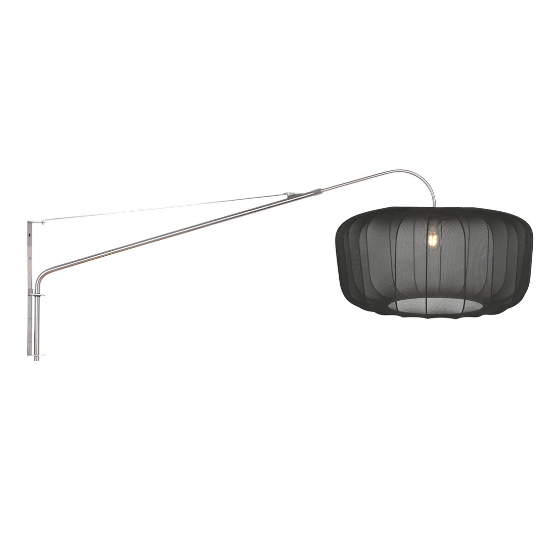 applique liseuse orientable grand bras acier, abat-jour noir Ø60 cm | Elegant Classy