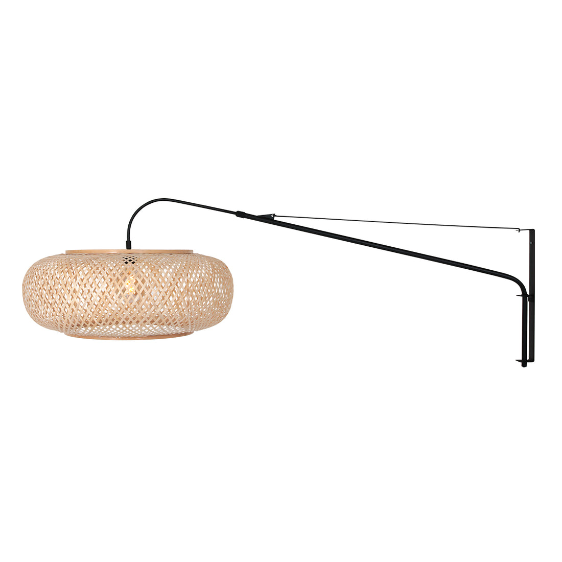 Applique murale bambou bras orientable, abat-jour Ø60 | Elegant Classy