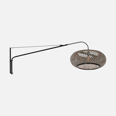 Applique murale bambou bras long, abat-jour tressé Ø 50 cm extensible | Banwé