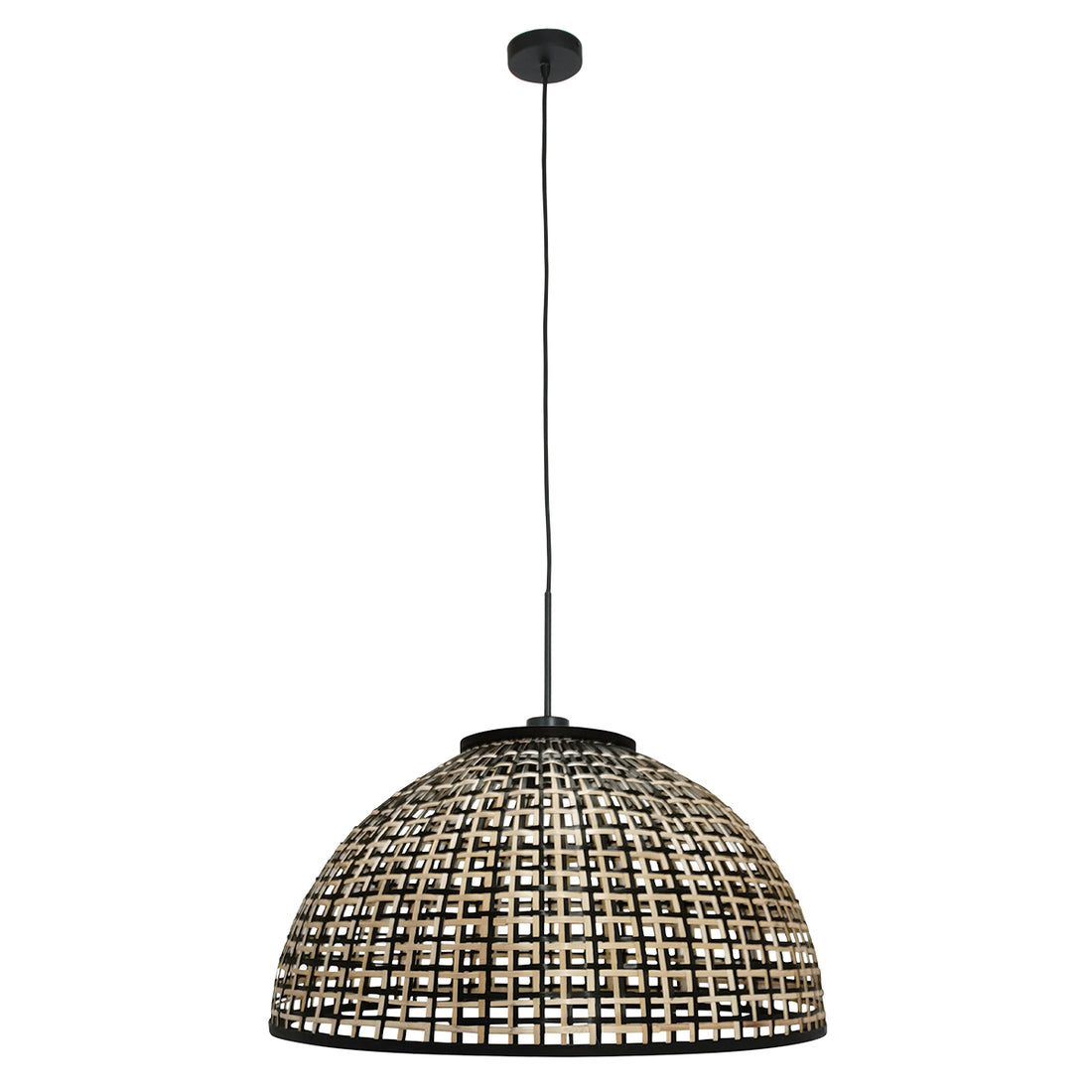 suspension bambou tressé dôme noir Ø60, salle à manger | Sempa