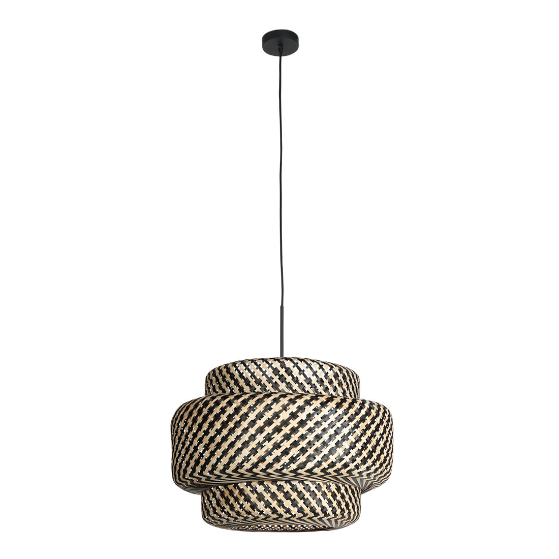 Suspension en osier tressée double étage, abat-jour Ø 53 cm | Maleo
