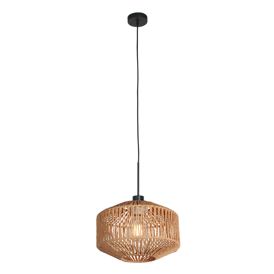 Suspension corde ajourée Ø 23 cm, abat-jour tressé naturel | Séram