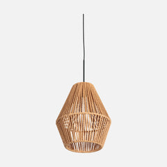 Suspension corde tressée beige, abat-jour diabolo Ø 20 cm | Nima