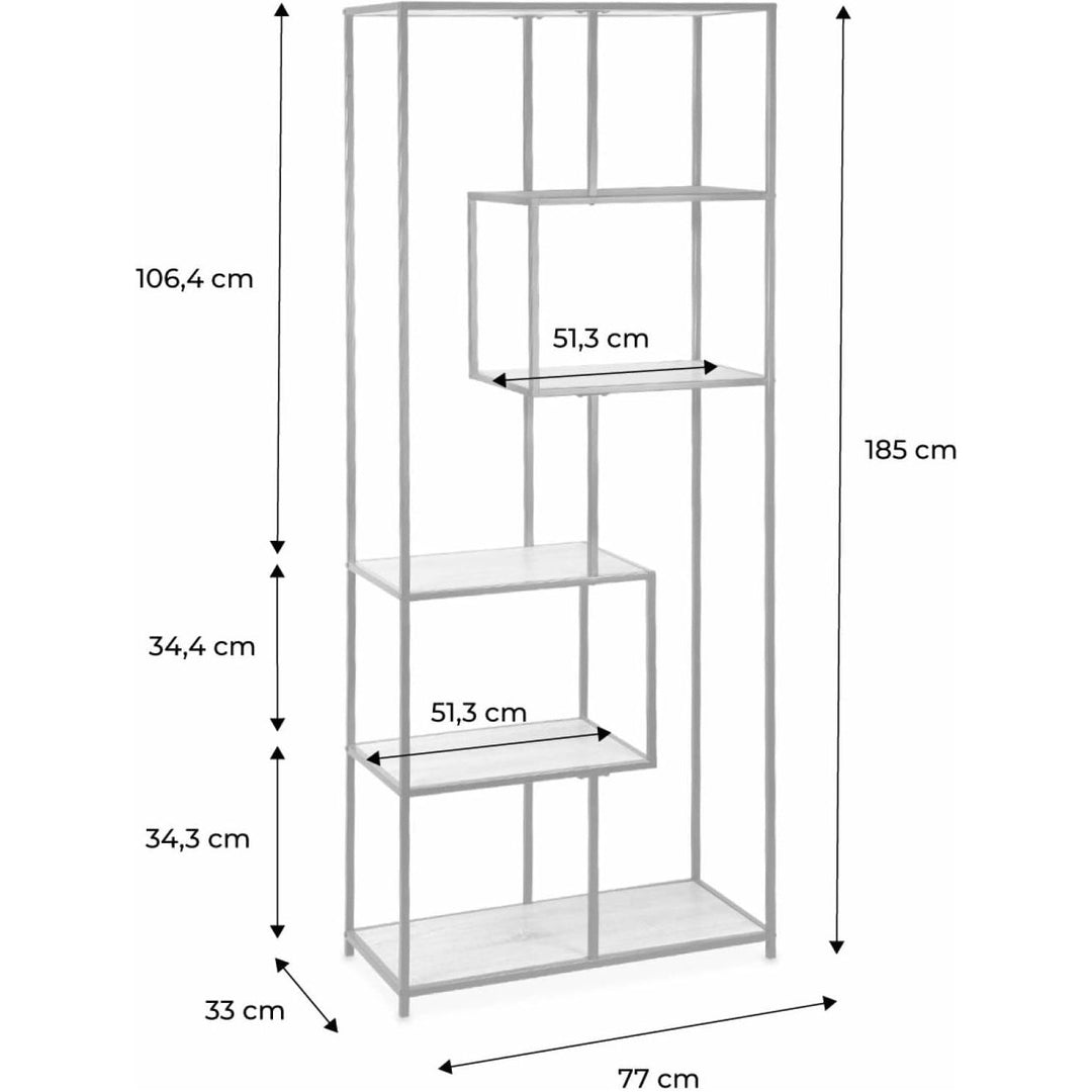 Alice'S Home - Etagère En Métal Noir Et Décor Bois - Loft - Bibliothèque 6 Niveaux. L 77 X L 33 X H 185Cm | Designix - Amazon    - https://designix.fr/