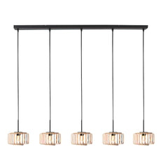 Suspension HaloSwap 4527ZW – simplicité naturelle avec cinq abat-jours en bambou