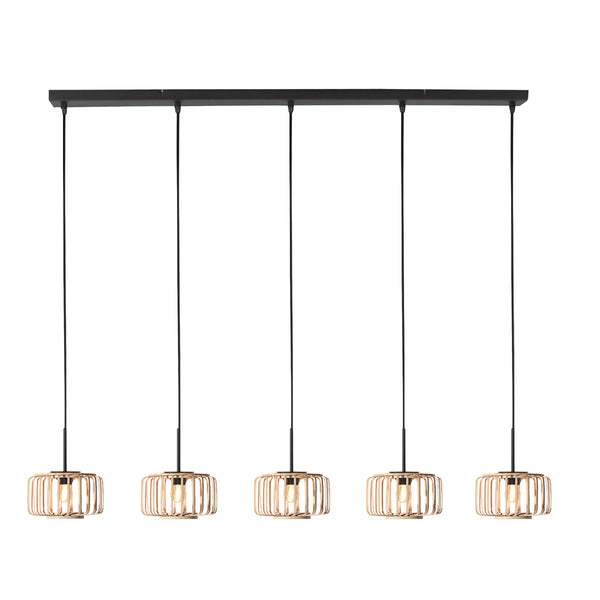 Suspension HaloSwap 4527ZW – simplicité naturelle avec cinq abat-jours en bambou