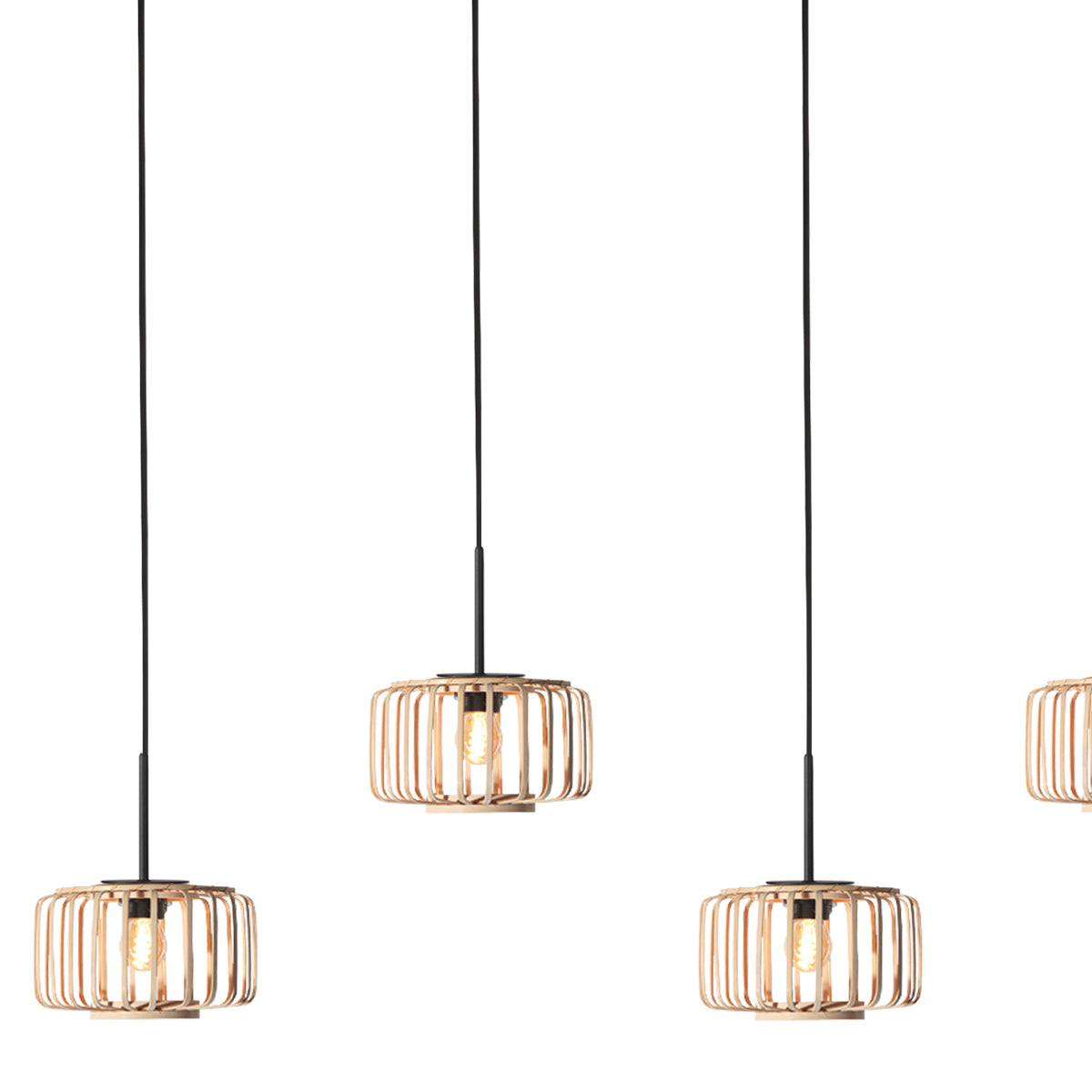 Suspension HaloSwap 4527ZW – simplicité naturelle avec cinq abat-jours en bambou