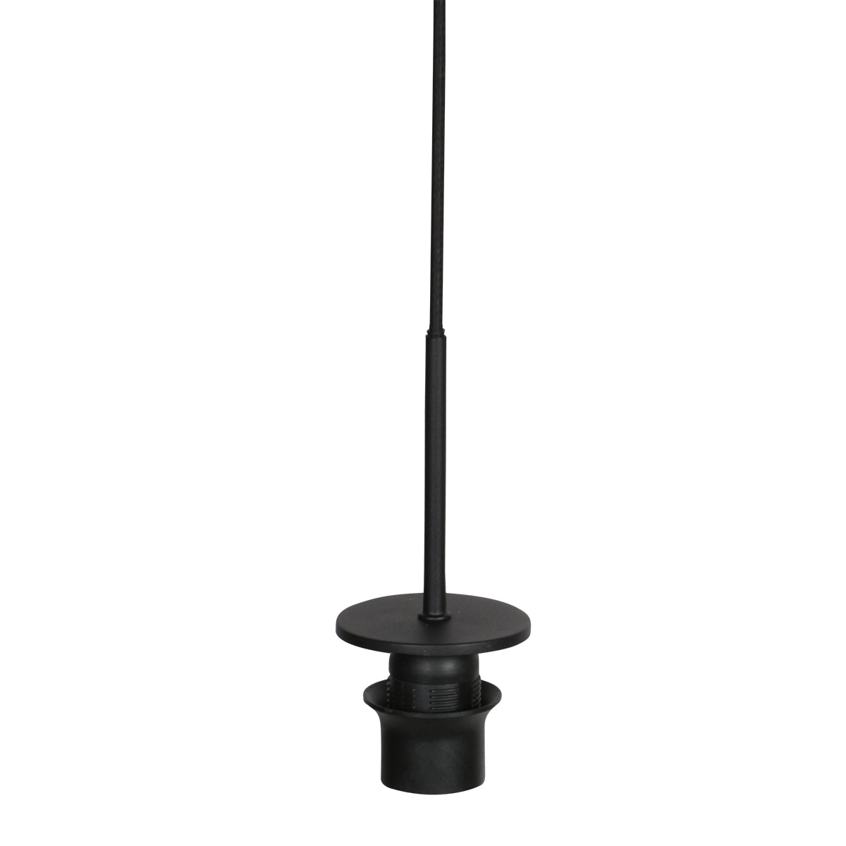 Détail de la douille noire, du câble de suspension et de la tige