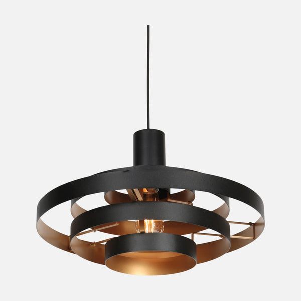 Suspension noire intérieur doré Ø 50 cm, câble textile | Halo Cirque