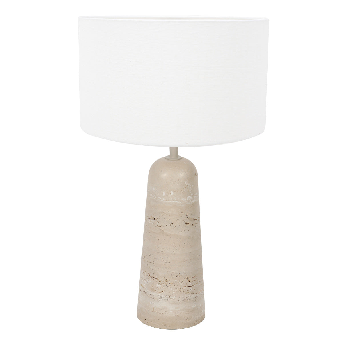 Lampe de chevet en travertin Travino, packshot de face sur fond clair