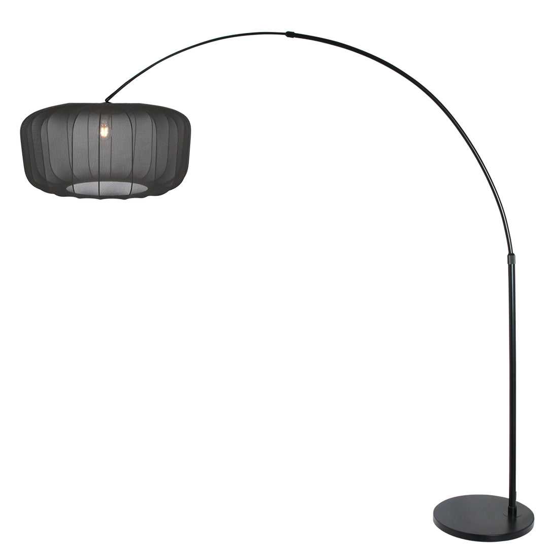 Lampadaire arc abat-jour tissu plissé, salon | Voilà