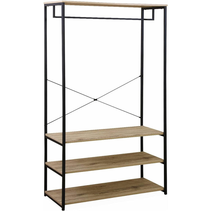 Alice'S Home - Dressing. Vestiaire. Portemanteau En Métal Noir Et Décor Bois. Loft. 3 Étagères. Une Barre De Penderie L 100 X L 40 X H 167Cm | Designix - Amazon    - https://designix.fr/