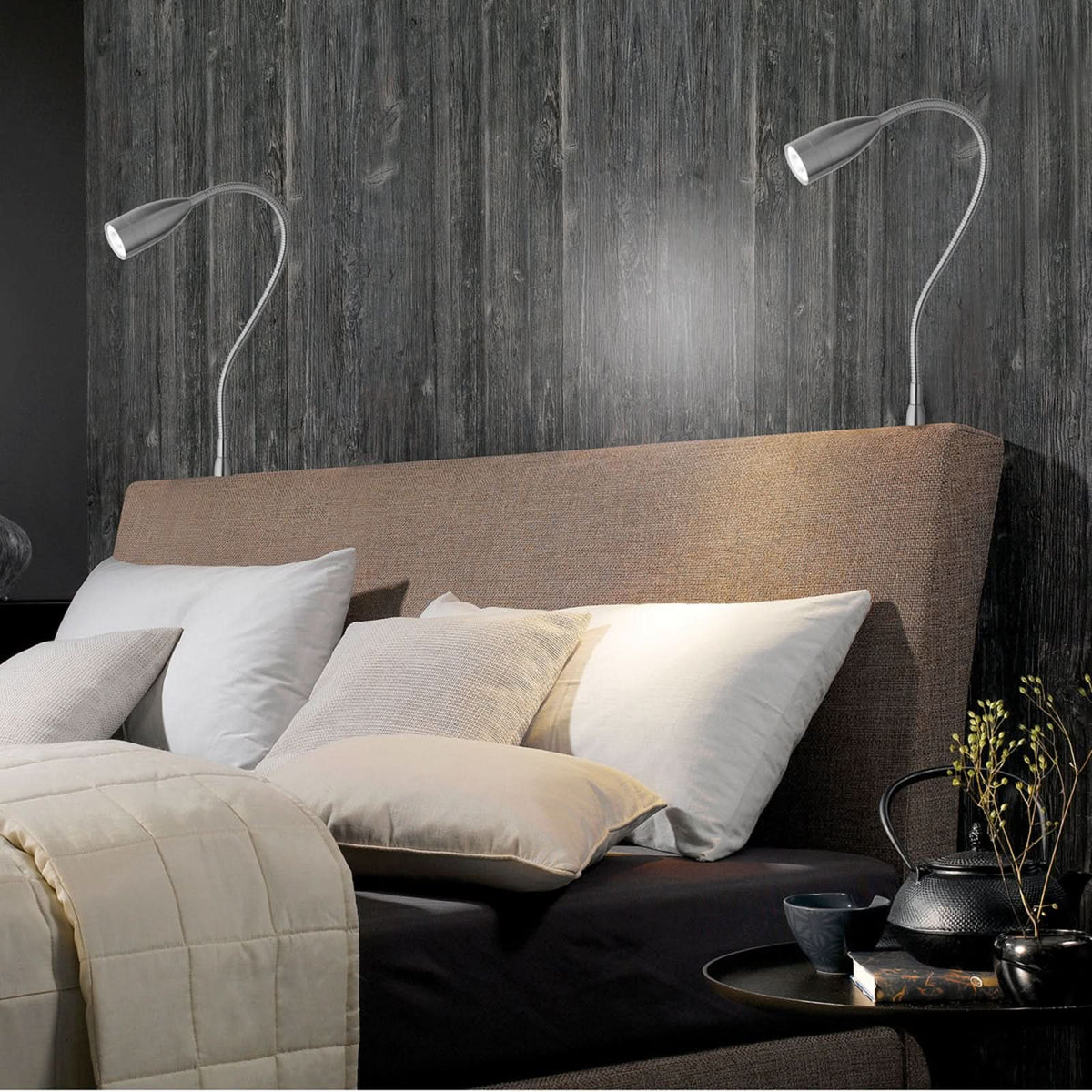 Applique murale LED Sten en métal, nickel mat, hauteur 48 cm