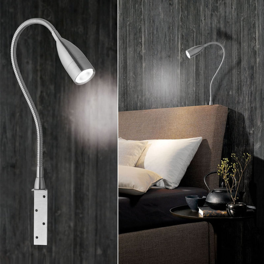 Applique murale LED Sten en métal, nickel mat, hauteur 48 cm