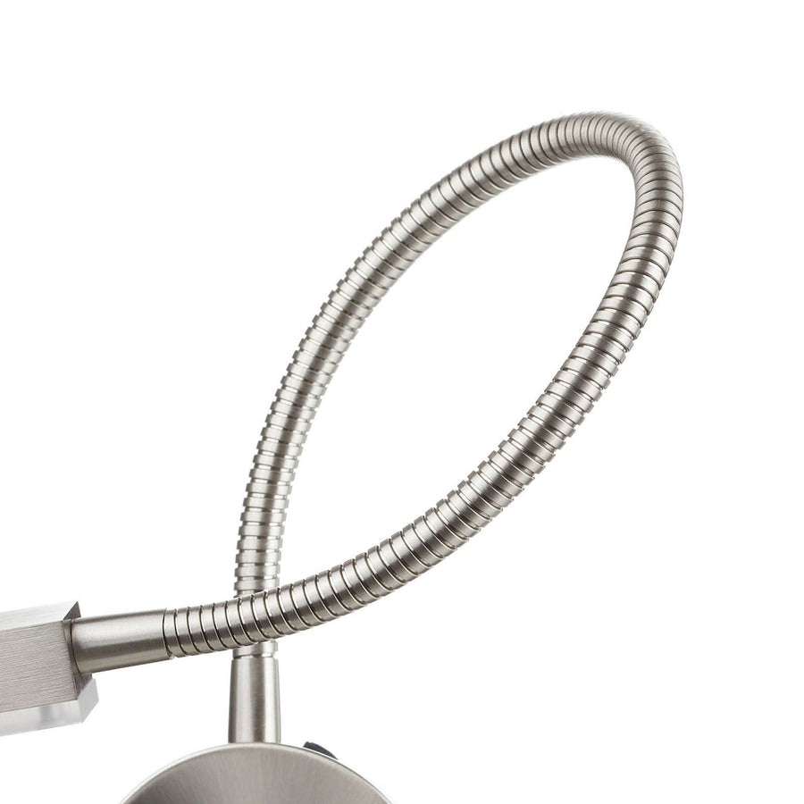 Applique murale LED Raik en métal, nickel mat et albâtre, hauteur 59 cm