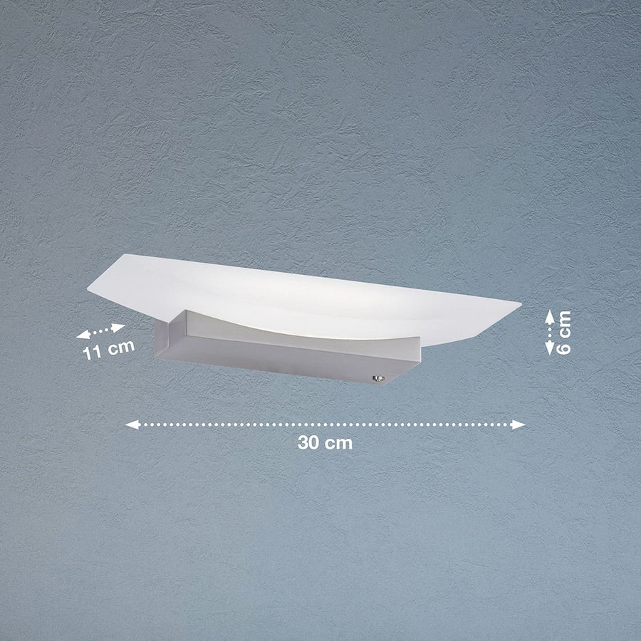 Applique murale LED Bowl TW en métal, nickel et transparent satiné, hauteur 6 cm