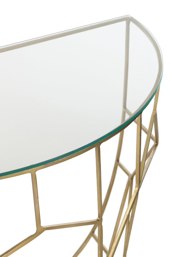 Console Métal Verre Dorée