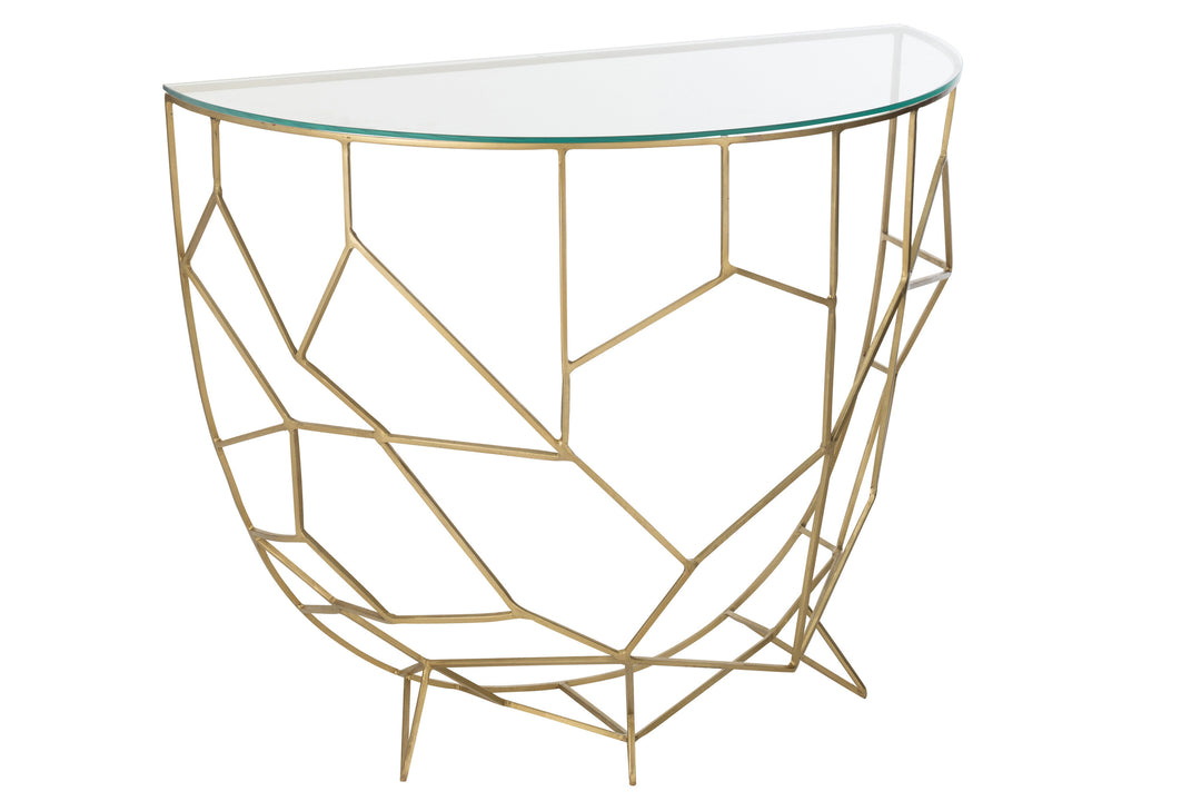 Console Métal Verre Dorée