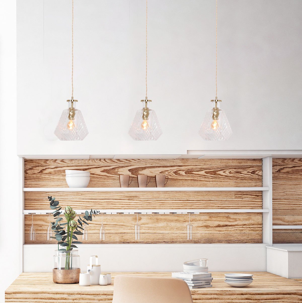 Suspension luminaire Grazio Glass doré