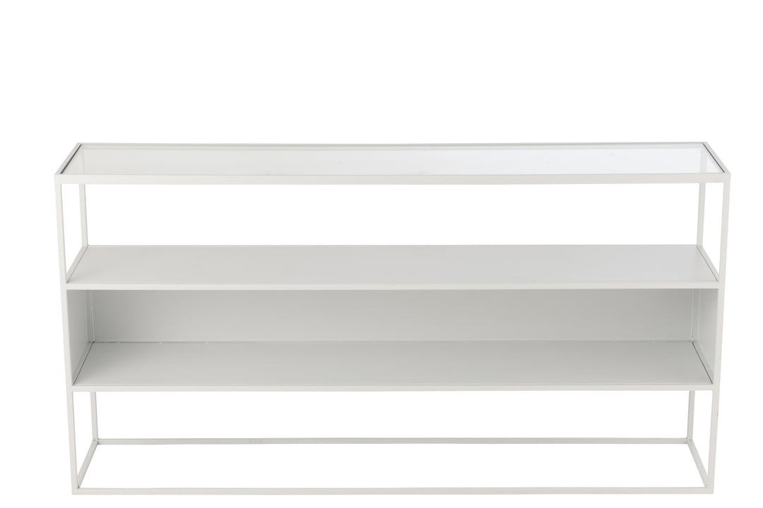 Console Métal Verre Blanche