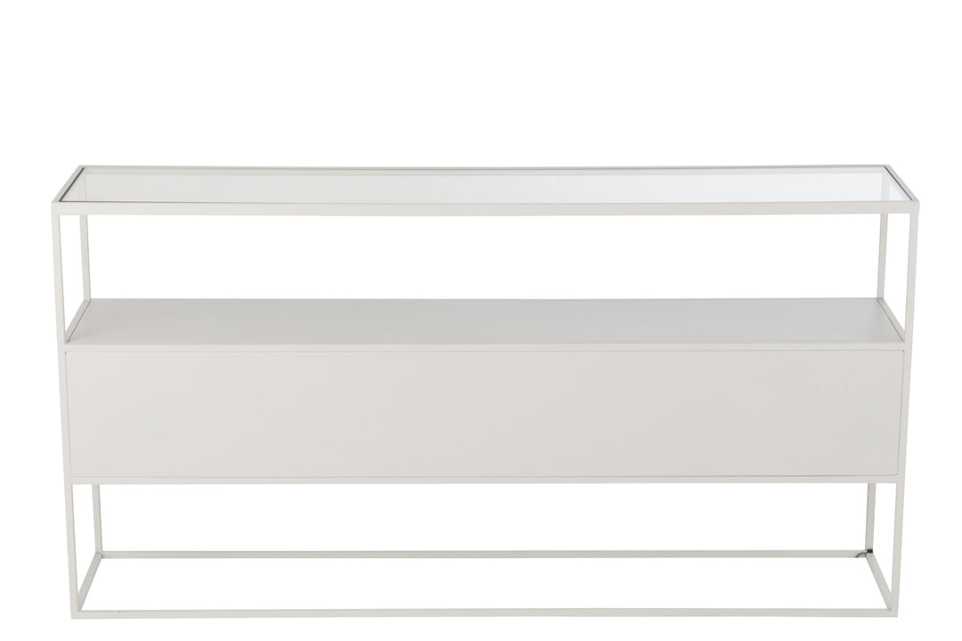 Console Métal Verre Blanche