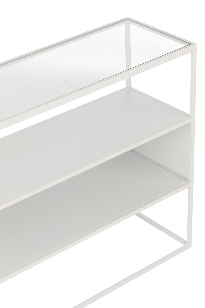 Console Métal Verre Blanche