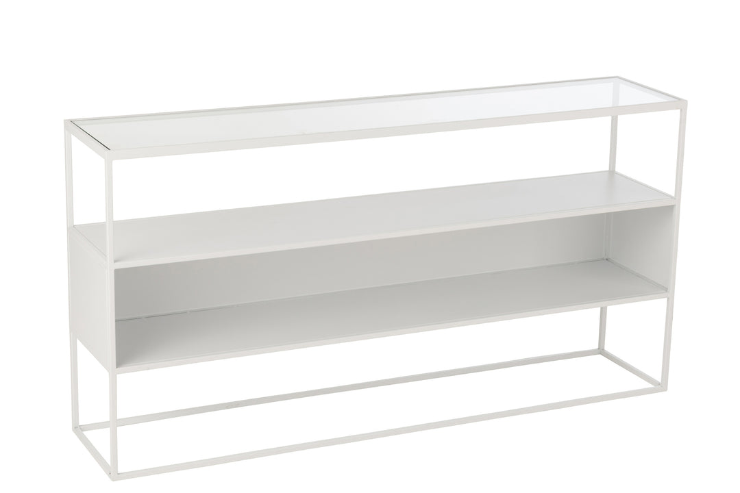 Console Métal Verre Blanche