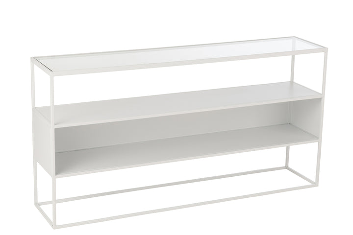 Console Métal Verre Blanche