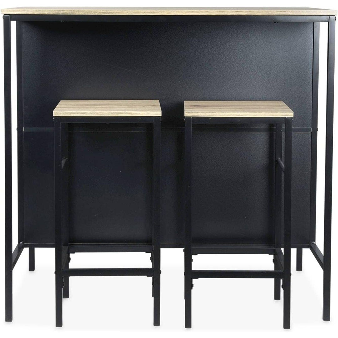 Alice'S Home - Table Haute Deux Tabourets Et Deux Étagères Décor Bois Et Métal. Loft. L 100 X P 60 X H 95Cm | Designix - Amazon    - https://designix.fr/