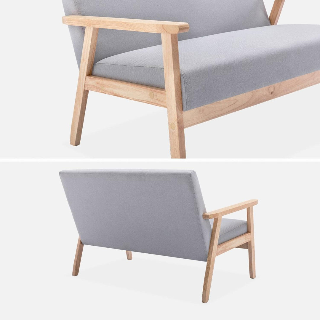 Canapé Banquette Gris Clair Bois et Tissu | Nordic | Designix - Banquette    - https://designix.fr/