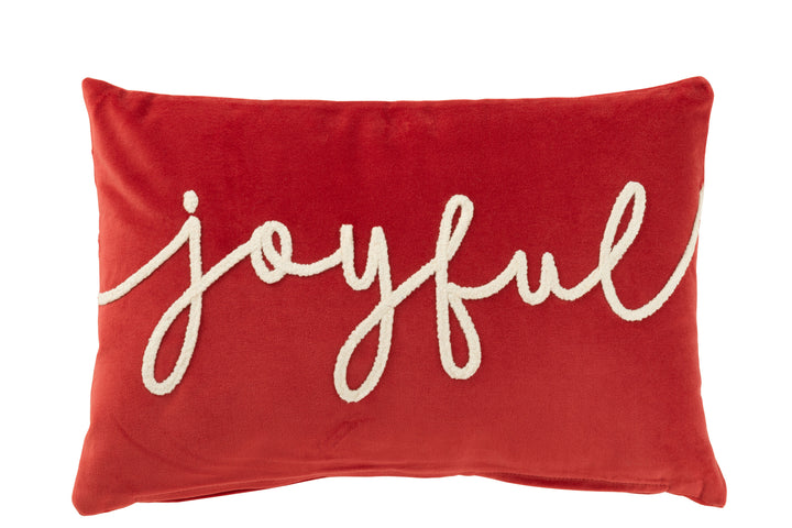 Coussin Velours Rouge Blanc Joyeux
