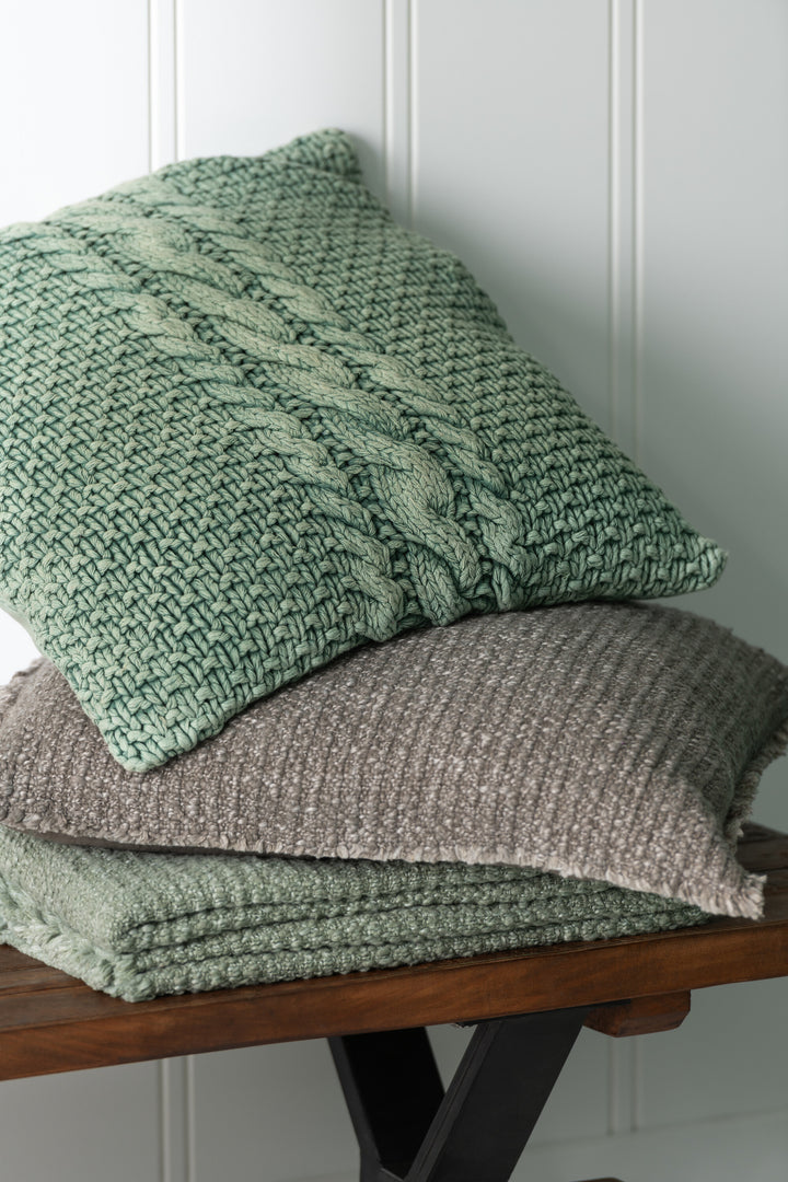 Coussin Effiloché Taupe Coton Polyester
