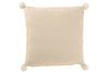 Coussin Polyester Beige Avec Pompons