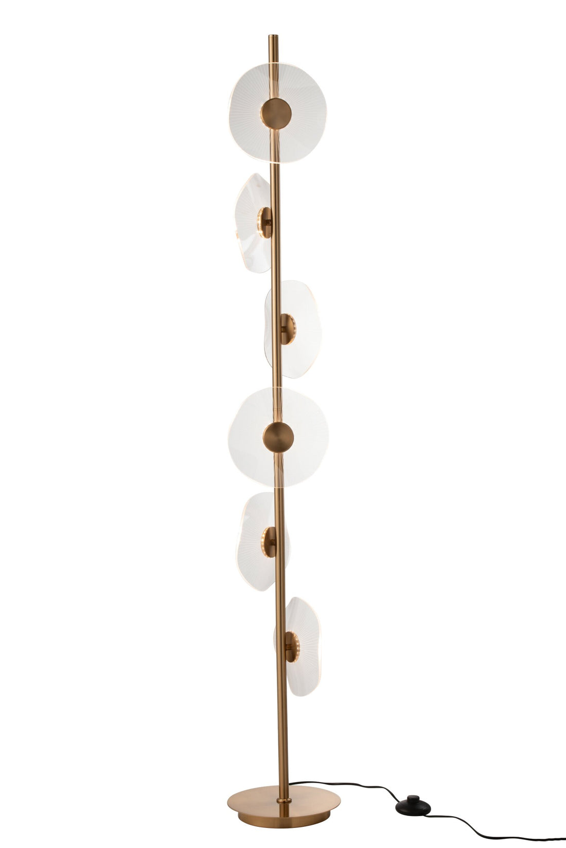 Lampadaire LED fleurs en fer doré