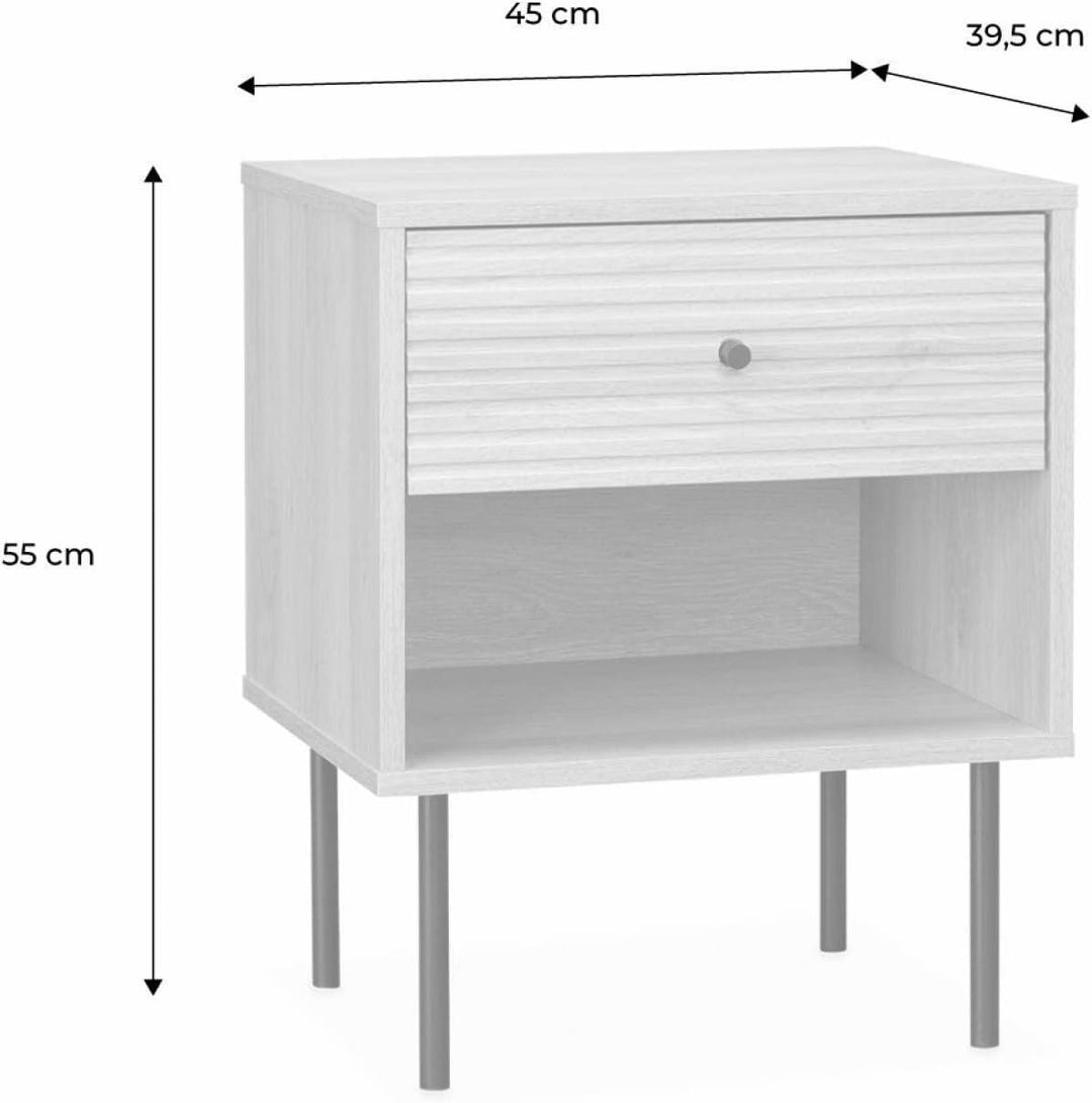 Alice'S Home - Table De Chevet. Braga. Un Tiroir. Un Espace De Rangement. L 45 X L 39.5 X H 55.5Cm | Designix - Amazon    - https://designix.fr/