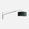 Applique murale verte, abat-jour velours & long bras arc noir | Sylva