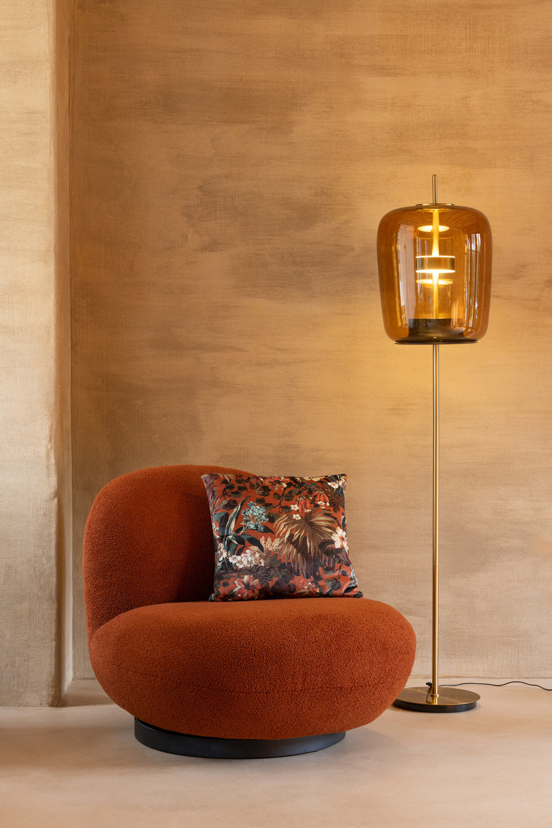 Lampe Sol LED Verre Marron