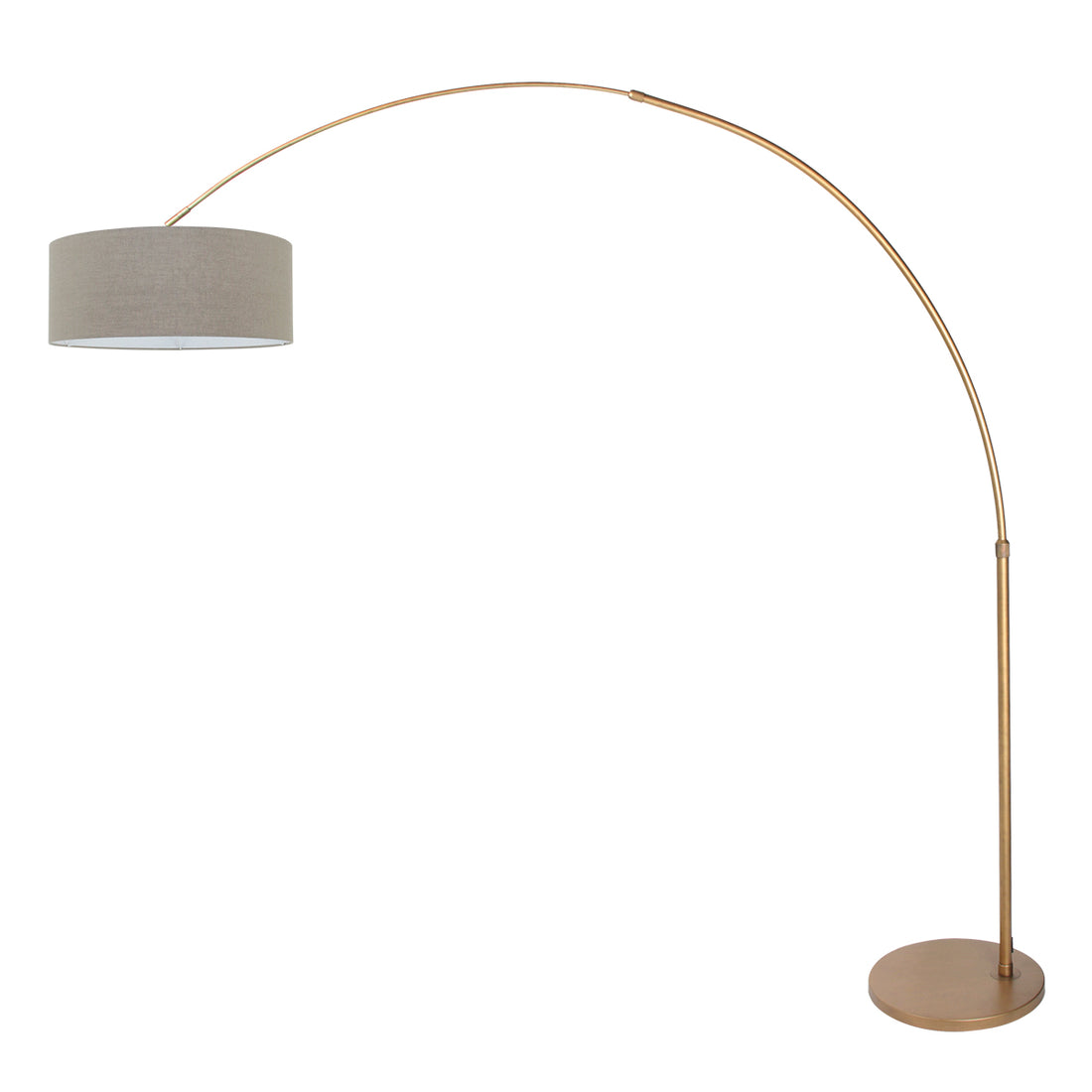 lampadaire arc doré, abat-jour lin taupe Ø 48 cm | Aréa
