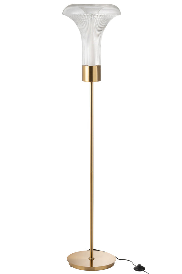 Lampe Sol LED Métal Doré Verre