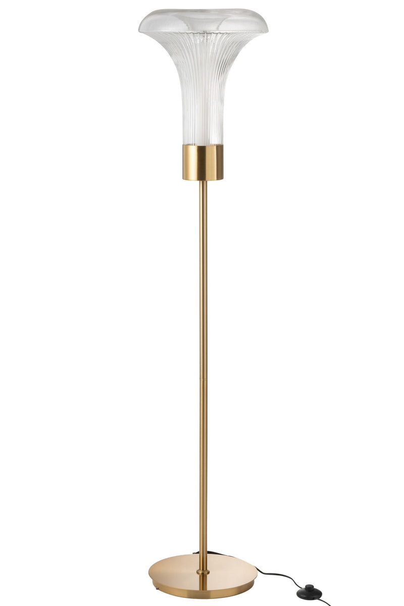 Lampe Sol LED Métal Doré Verre