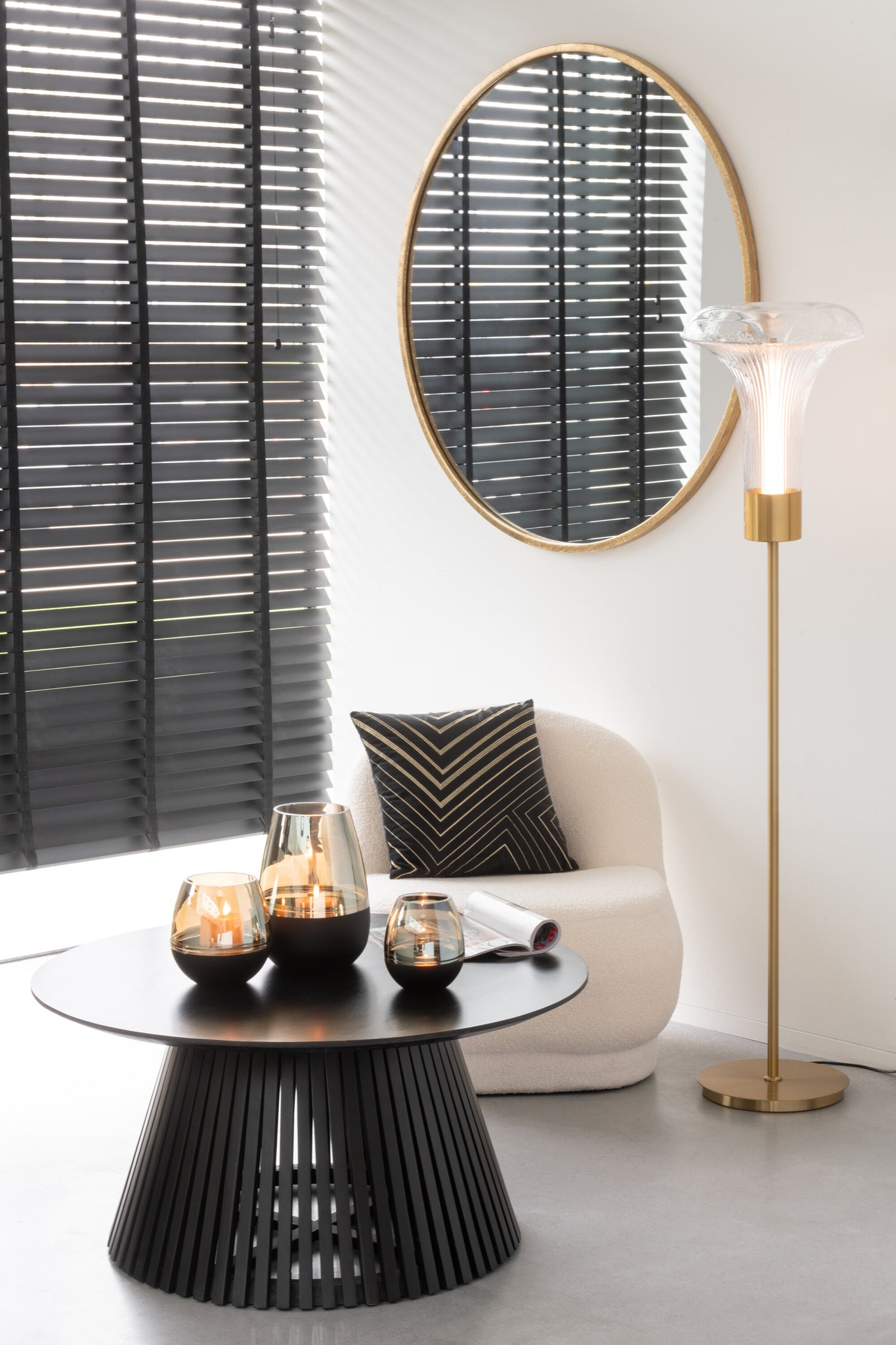 Lampe Sol LED Métal Doré Verre