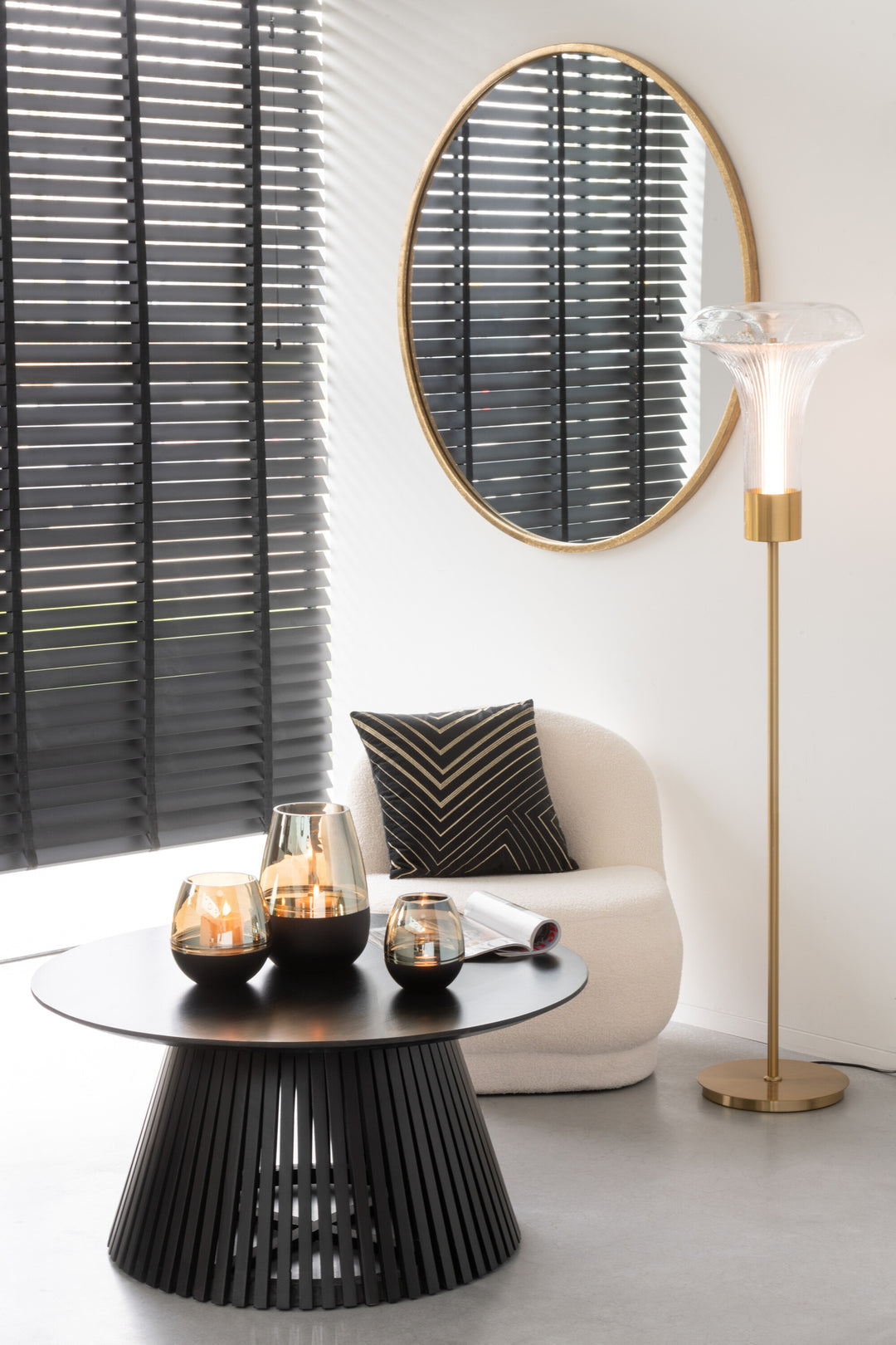 Lampe Sol LED Métal Doré Verre