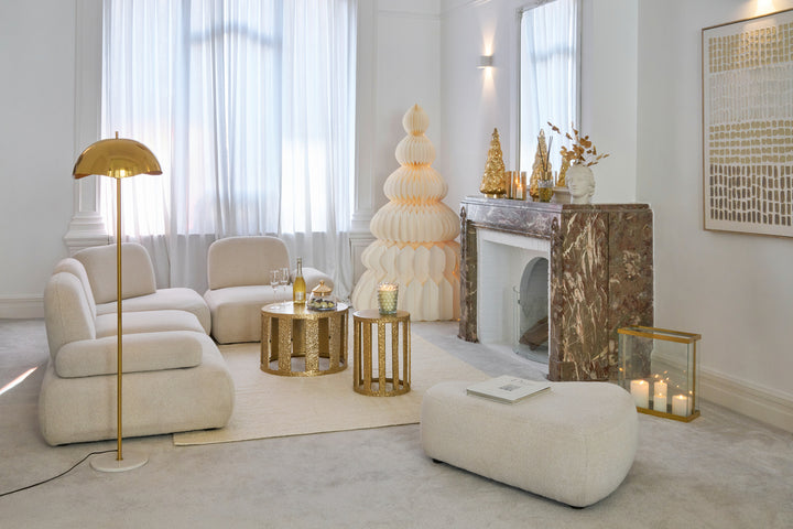 Lampe Sol Métal Marbre Doré